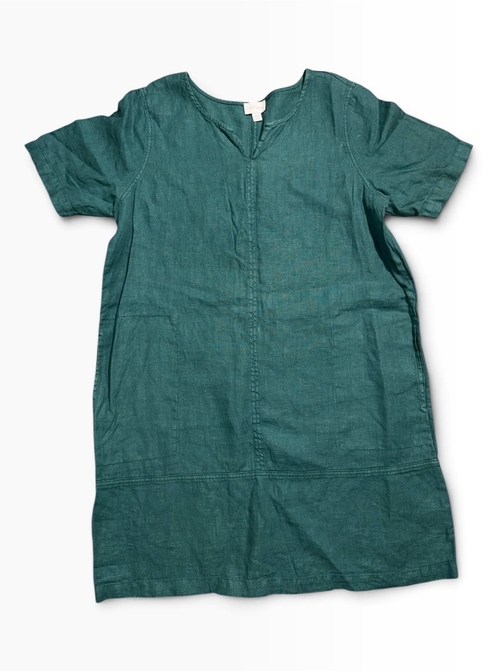 Pure J Jill Garmet Dyed Linen Green Short-Sleeve Dress Large Whimsygoth dark